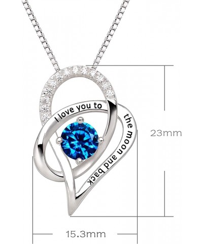 Jewelry Sterling Silver Birth Month I Love You To The Moon and Back Love Heart Cubic Zirconia Pendant Necklace December $19.3...