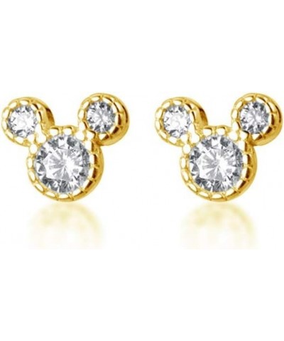 Cute Mini Mouse Stud Earrings S925 Sterling Silver for Women Little Girls Dainty CZ Crystal Diamond Tiny Statement Cartilage ...