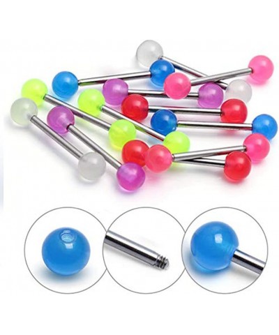 12Pcs Tongue Rings Barbell Nipple Bars Glow in The Dark 14G Bioflex Acrylic or Stainless Steel Piercing Rings Jewelry Nice De...