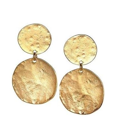 Satin Gold Clip-on Drop Earrings (Double Coin Drop) $33.79 Earrings