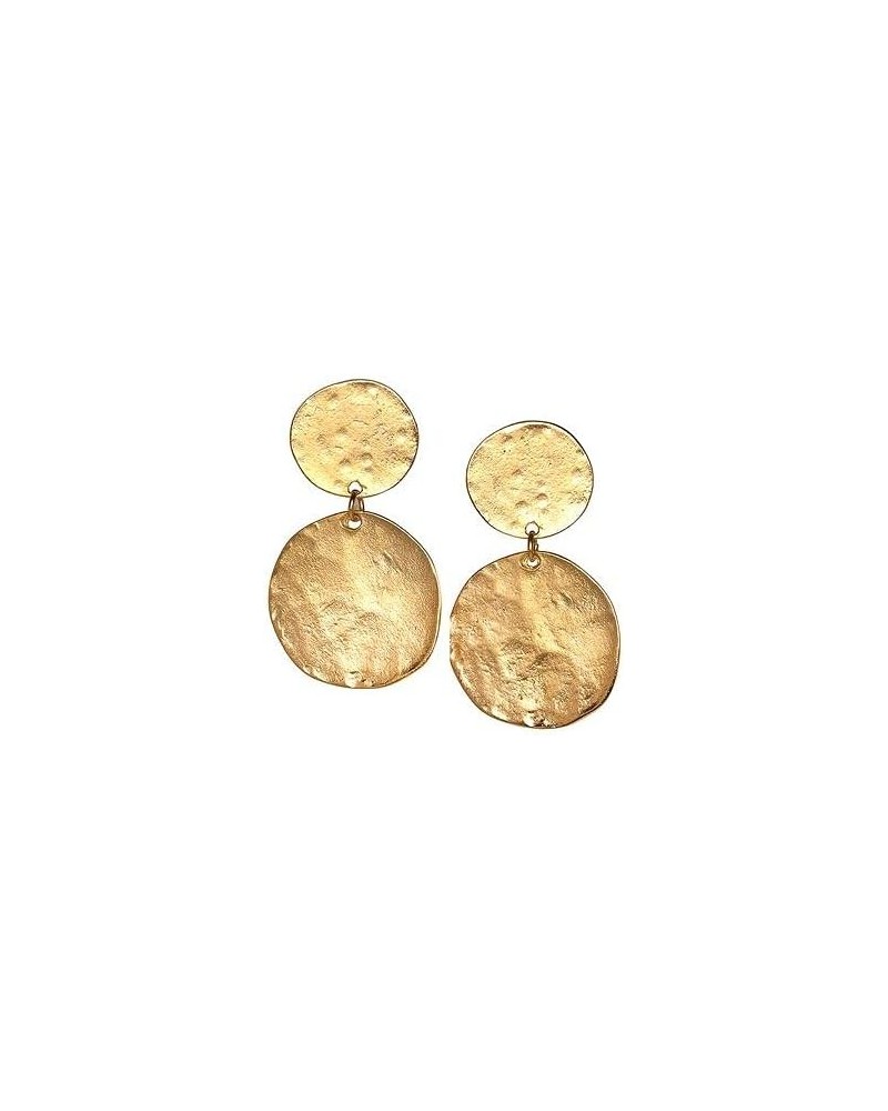 Satin Gold Clip-on Drop Earrings (Double Coin Drop) $33.79 Earrings