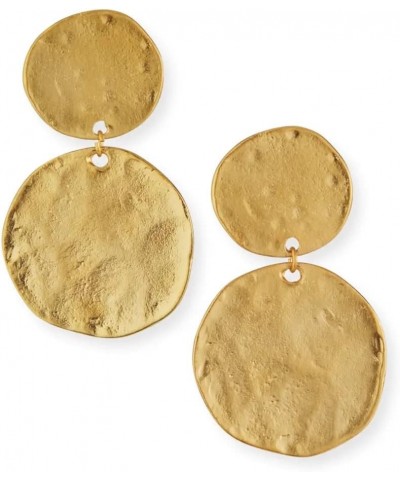 Satin Gold Clip-on Drop Earrings (Double Coin Drop) $33.79 Earrings