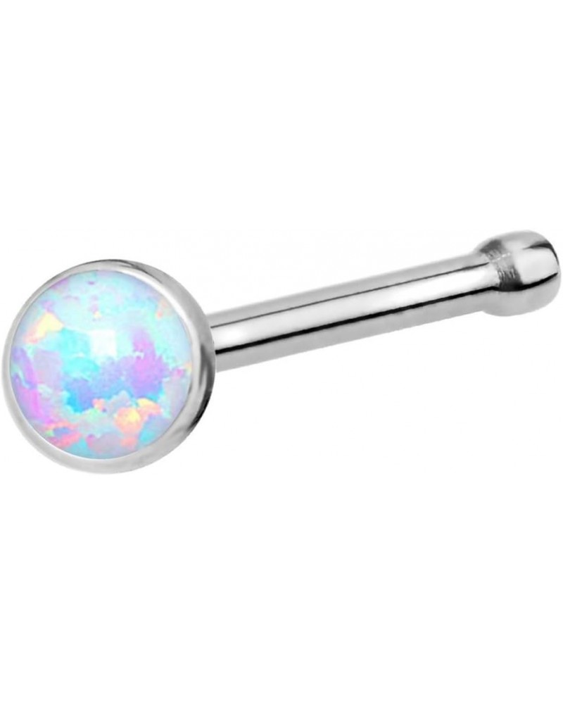 20g 6mm Surgical Steel, Gold IP Plated & Rose Gold IP Plated Synthetic Opal Top Nose Stud Steel/White $14.24 Body Jewelry