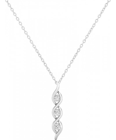 Ladies Twist 3 Stone Infinity Pendant (Silver Chain Included), Available in Various Round Diamonds, Gemstones & Metal in 10K/...