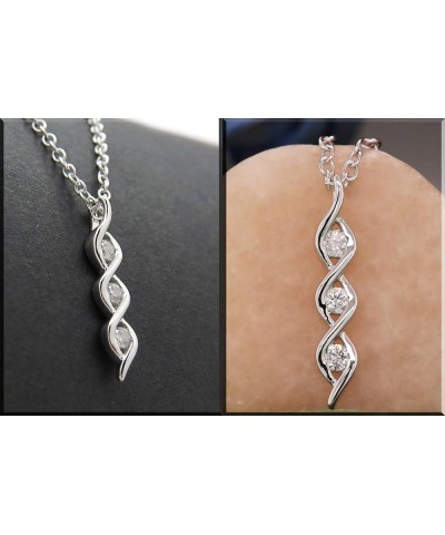 Ladies Twist 3 Stone Infinity Pendant (Silver Chain Included), Available in Various Round Diamonds, Gemstones & Metal in 10K/...