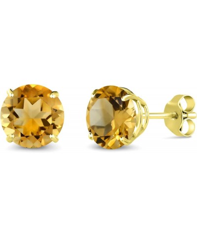 10K Yellow Gold Round 7MM Gemstone Birthstone Stud Earrings For Women Citrine, November $139.20 Others