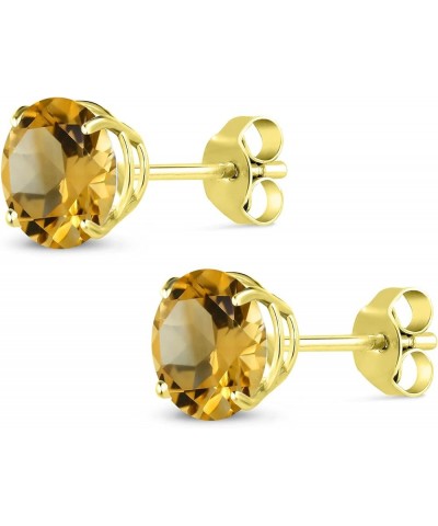 10K Yellow Gold Round 7MM Gemstone Birthstone Stud Earrings For Women Citrine, November $139.20 Others