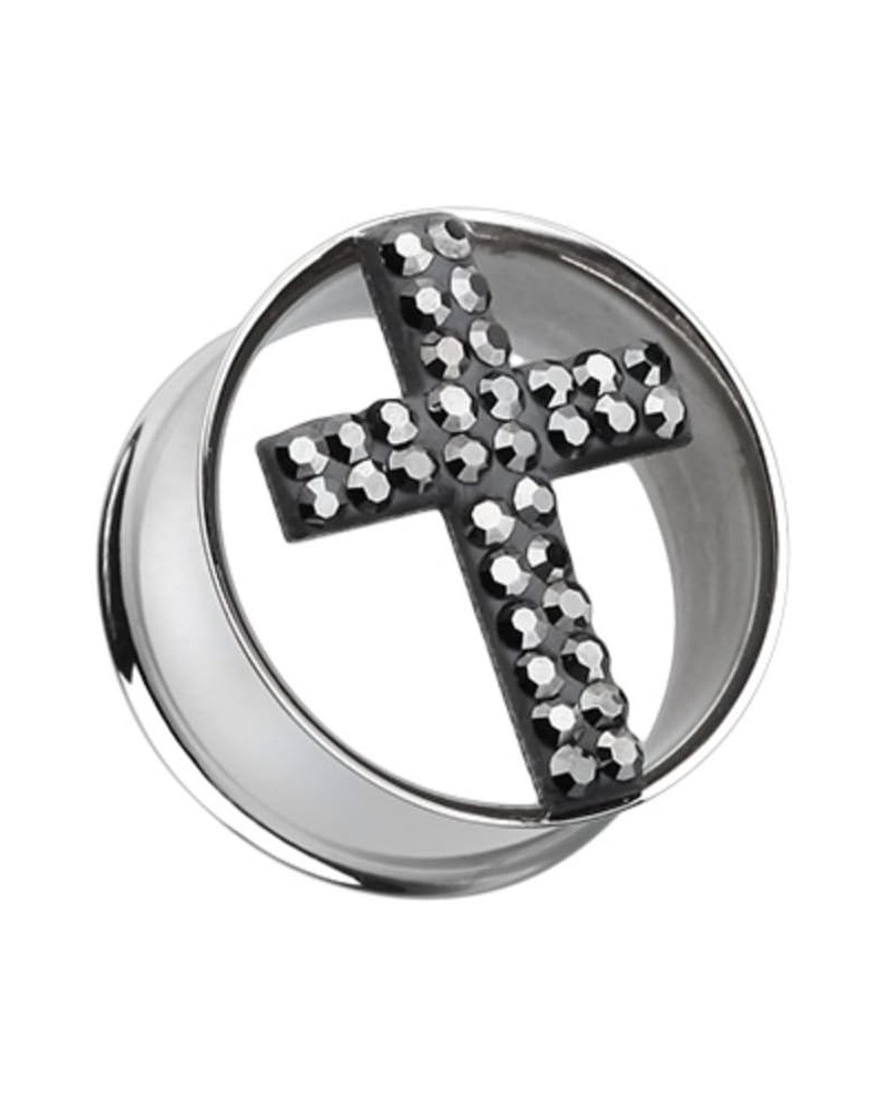 Glistening Cross Multi-Sprinkle Dot Tunnel WildKlass Ear Gauge Plug (Sold as Pairs) 1" (25mm) Black $16.11 Body Jewelry