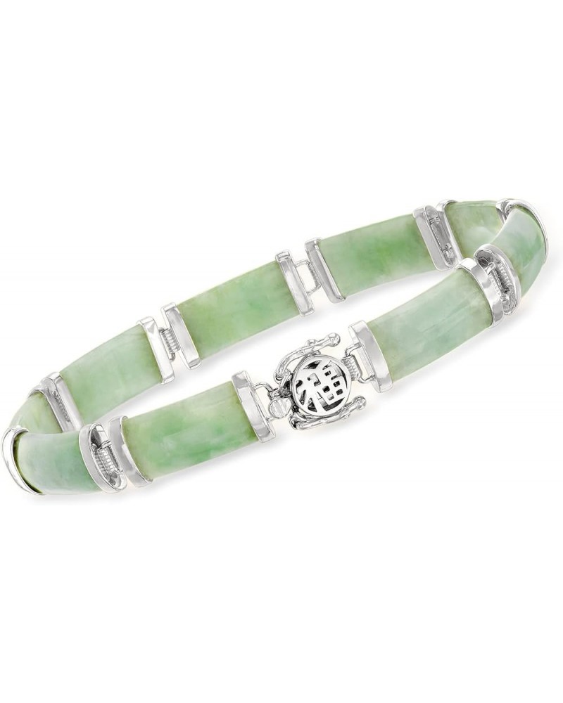 Jade Good Fortune Bracelet in Sterling Silver Green Jade 8.5 Inches $51.84 Bracelets