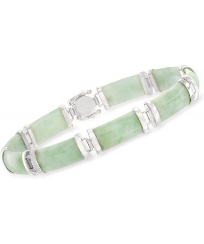 Jade Good Fortune Bracelet in Sterling Silver Green Jade 8.5 Inches $51.84 Bracelets