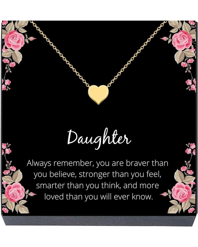 Christmas Presents and Gifts for Daughter Heart Necklace Jewelry Gift from Mom, Dad, "Braver, Stronger, Smarter, Loved" Quote...