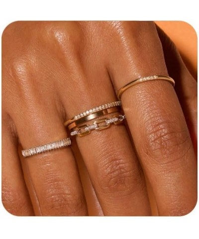 Stackable Gold Rings for Women Dainty Thumb Ring Set Non Tarnish 14K Gold Plated Stacking Cubic Zirconia Promise Wedding Enga...