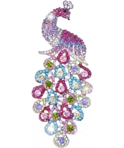 New 5 Inch Peacock Pin Brooch Pendant Austrian Crystal Black-Tone Multicolor $10.80 Brooches & Pins