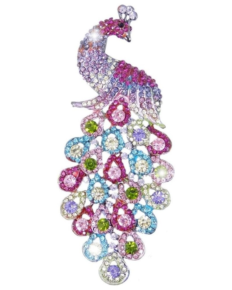 New 5 Inch Peacock Pin Brooch Pendant Austrian Crystal Black-Tone Multicolor $10.80 Brooches & Pins