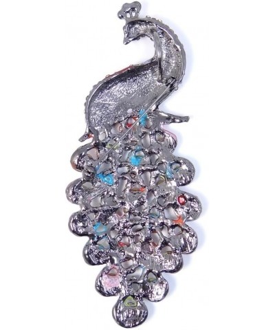 New 5 Inch Peacock Pin Brooch Pendant Austrian Crystal Black-Tone Multicolor $10.80 Brooches & Pins