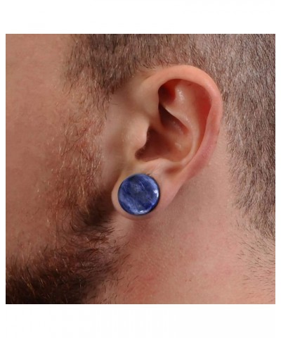 Natural Sodalite Stone Convex Single Flare Plug Gauges with Clear O-Rings, Sold as a Pair 6mm (2GA) $11.62 Body Jewelry