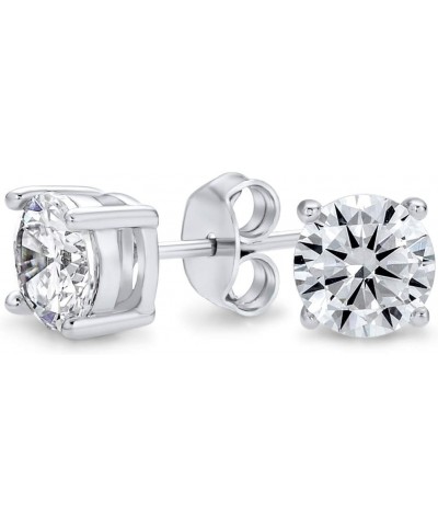 Classic Round Cubic Zirconia Solitaire Stud Earrings For Women Unisex Traditional .925 Sterling Silver Brilliant Cut AAA CZ S...