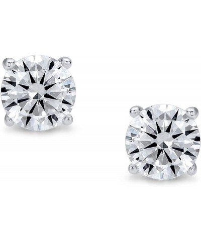 Classic Round Cubic Zirconia Solitaire Stud Earrings For Women Unisex Traditional .925 Sterling Silver Brilliant Cut AAA CZ S...