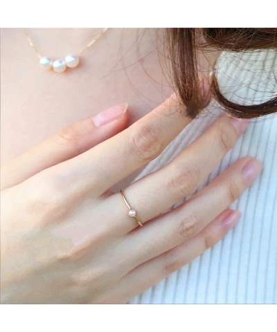 18K Gold Plated Pearl Rings for Women Mini Pearl Inlaid Thin Gold Plain Eternity Ring Handpick Freshwater Cultured Pearl Stac...