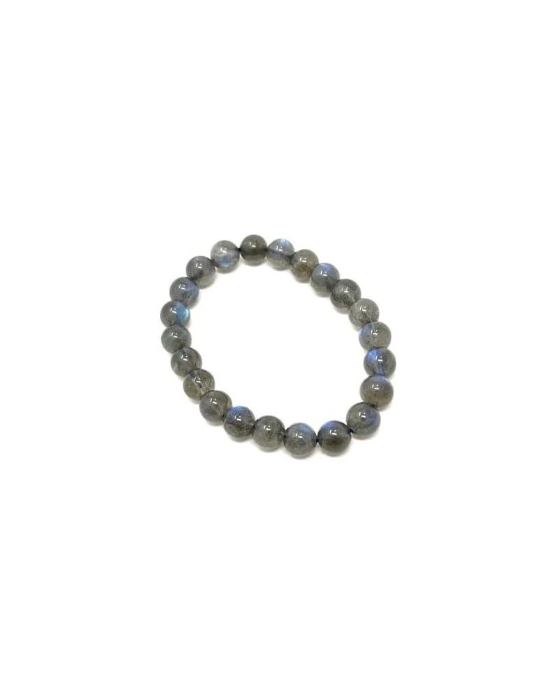 Natural Gemstone Bracelet 7-7.5 In Stretch Gems Stones 8mm Round - Beads Healing Crystals Quartz - Chakra Bracelet (Labradori...