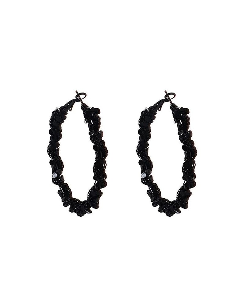 Black Hoop Earrings for Women Cool Big Circle Statement Earrings Fashion Jewelry 5CM $4.94 Earrings