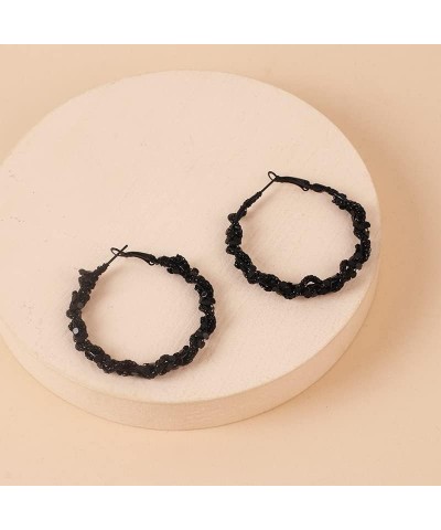 Black Hoop Earrings for Women Cool Big Circle Statement Earrings Fashion Jewelry 5CM $4.94 Earrings