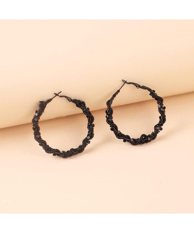 Black Hoop Earrings for Women Cool Big Circle Statement Earrings Fashion Jewelry 5CM $4.94 Earrings