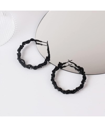 Black Hoop Earrings for Women Cool Big Circle Statement Earrings Fashion Jewelry 5CM $4.94 Earrings