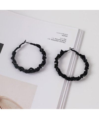 Black Hoop Earrings for Women Cool Big Circle Statement Earrings Fashion Jewelry 5CM $4.94 Earrings