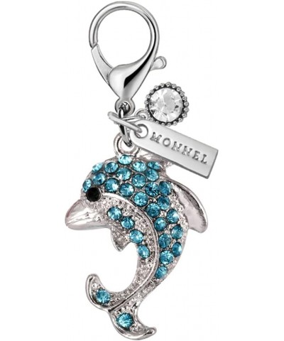 MC302 Little Crystal Dolphin Lobster Clasp Charm for Women Girls with Velvet Bag (Blue,1 Piece ) $8.99 Bracelets