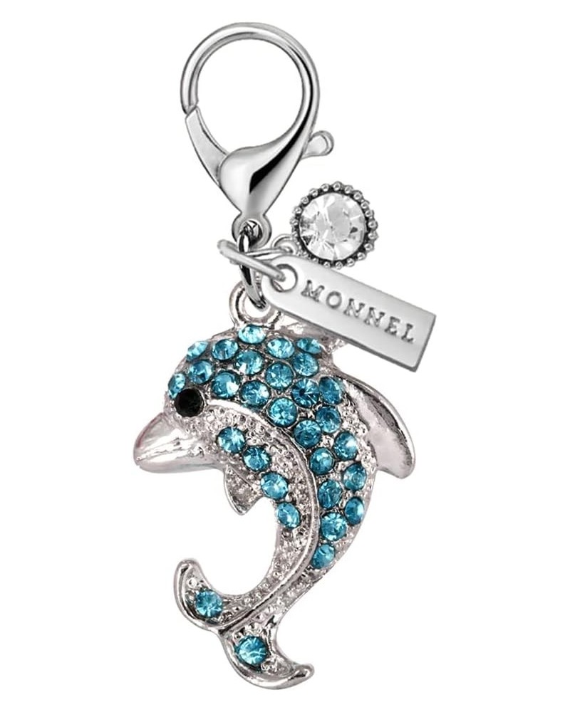 MC302 Little Crystal Dolphin Lobster Clasp Charm for Women Girls with Velvet Bag (Blue,1 Piece ) $8.99 Bracelets