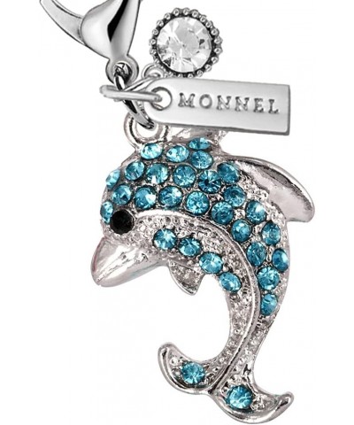 MC302 Little Crystal Dolphin Lobster Clasp Charm for Women Girls with Velvet Bag (Blue,1 Piece ) $8.99 Bracelets