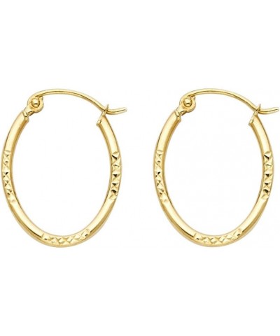 14k White And Yellow Gold Diamond-Cut Oval Hoop Womens Earrings 20MM X 15MM $34.34 Earrings