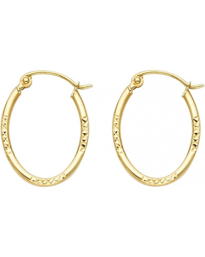 14k White And Yellow Gold Diamond-Cut Oval Hoop Womens Earrings 20MM X 15MM $34.34 Earrings