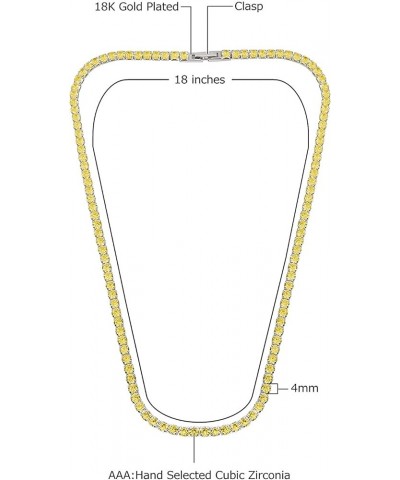 18K Gold Plated Cubic Zirconia Round 4MM Classic Tennis 18 Inches Chain Necklace For Women, Girls & Men Comes With a Gift Box...