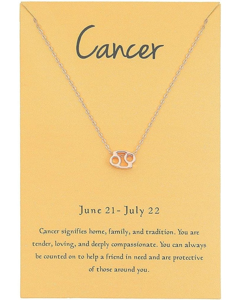 18K Gold Plated 12 Zodiac Sign Letter Pendant Necklace for Women Girls, 18" Birthday Gift Cancer: 6.21-7.22 Rose Gold $10.63 ...