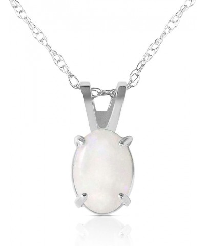 14k Yellow, White, Rose Gold Oval-shaped Natural Opal Pendant Necklace White Gold 14 Inches $81.18 Necklaces