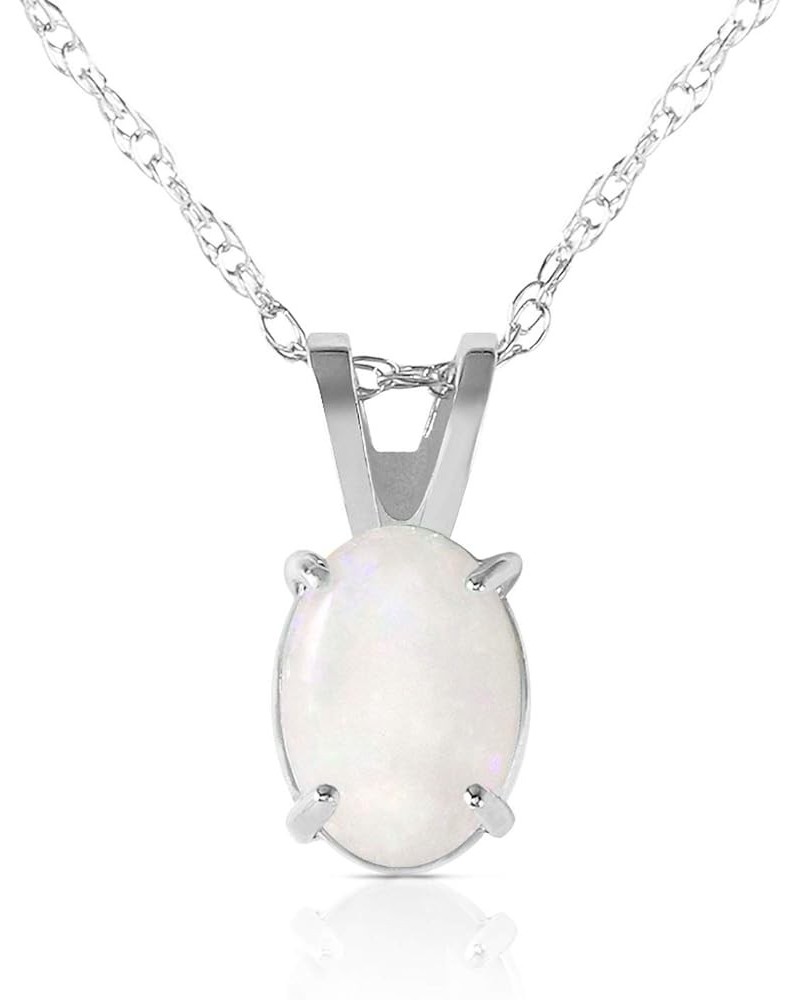 14k Yellow, White, Rose Gold Oval-shaped Natural Opal Pendant Necklace White Gold 14 Inches $81.18 Necklaces