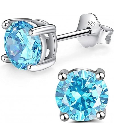 Authentic Sterling Silver Birthstone Stud Earrings 0.84 or 2 Carat Cubic Zirconia Diamond Gemstone Hypoallergenic Nickel Free...