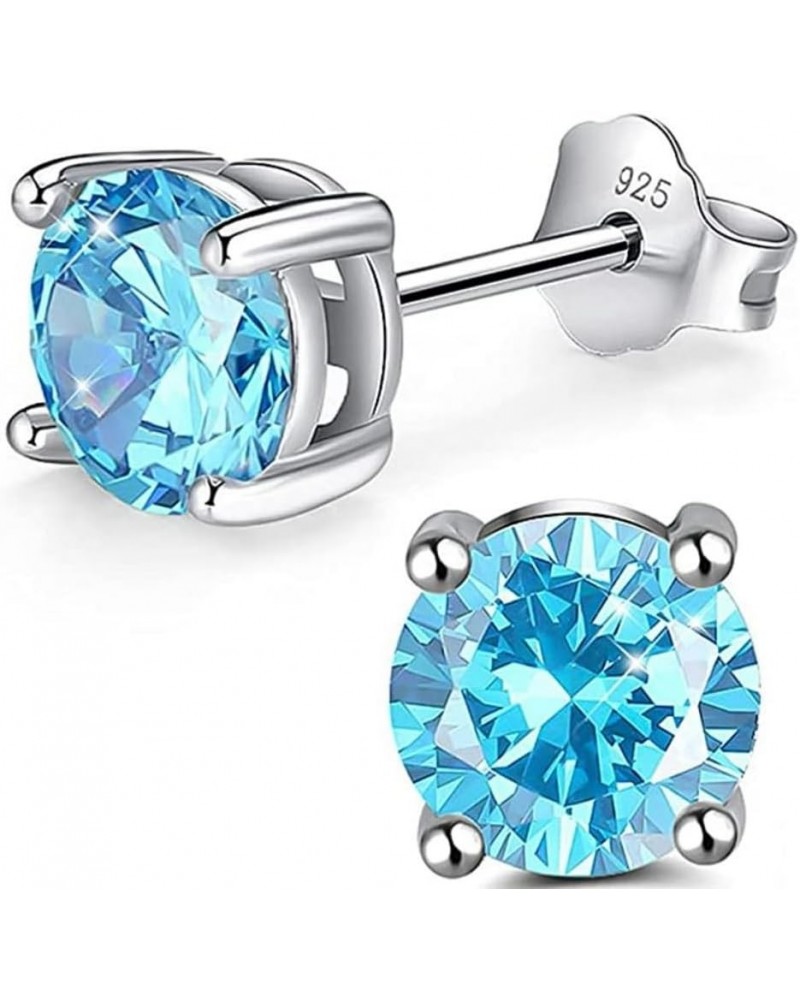 Authentic Sterling Silver Birthstone Stud Earrings 0.84 or 2 Carat Cubic Zirconia Diamond Gemstone Hypoallergenic Nickel Free...