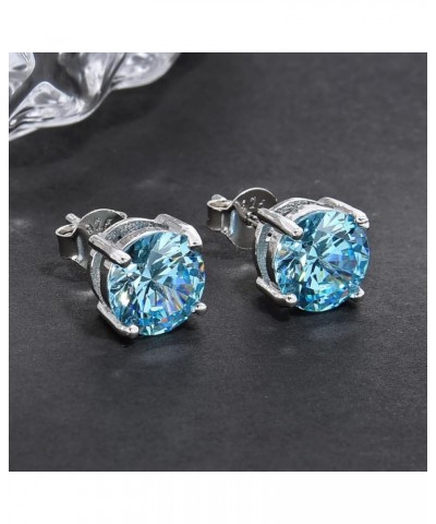 Authentic Sterling Silver Birthstone Stud Earrings 0.84 or 2 Carat Cubic Zirconia Diamond Gemstone Hypoallergenic Nickel Free...