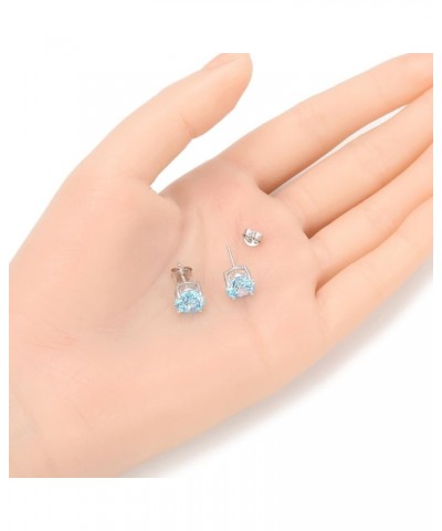 Authentic Sterling Silver Birthstone Stud Earrings 0.84 or 2 Carat Cubic Zirconia Diamond Gemstone Hypoallergenic Nickel Free...