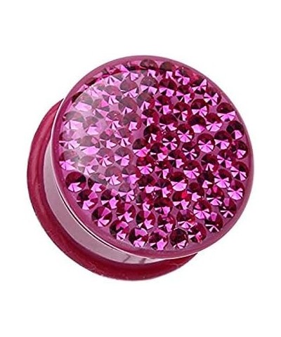 Brilliant Sparkles Color Body Single Flared Ear Gauge Plug 7/16" (11mm), Fuchsia $16.23 Body Jewelry