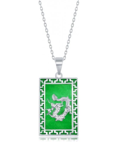 Jade Necklaces for Women in Sterling Silver - Chinese Dragon FU Symbol Good Luck Necklace - Green Jade Jewelry - Unique Meani...