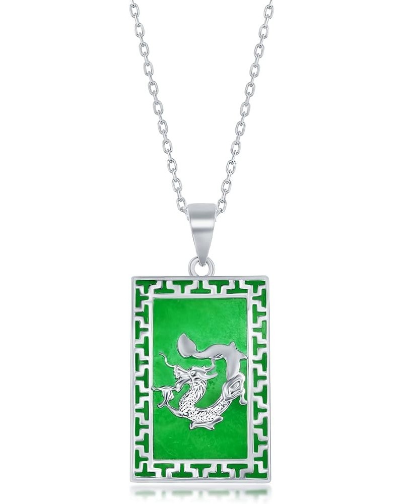 Jade Necklaces for Women in Sterling Silver - Chinese Dragon FU Symbol Good Luck Necklace - Green Jade Jewelry - Unique Meani...