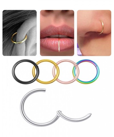 Earrings for Women Girls,Stainless Steel Nose Ring Lip Ear Cartilage Body Piercing Septum Hoop Jewelry - Black 1x8mm Rose Gol...