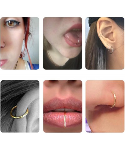 Earrings for Women Girls,Stainless Steel Nose Ring Lip Ear Cartilage Body Piercing Septum Hoop Jewelry - Black 1x8mm Rose Gol...