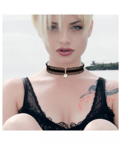 Lace Choker Necklace, Gothic Black Choker, Victorian Goth Vintage Imitation Pearl Necklace for Women $7.01 Necklaces