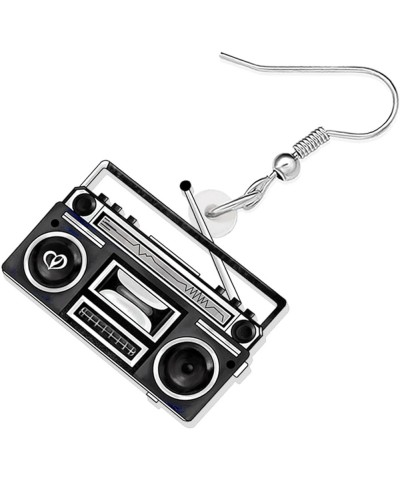 Acrylic Fun Vintage Radio Cassette Tape Earrings Retro Jewelry for Women Girls 80s 90s Nostalgic Gifts Party Favors Black Rad...