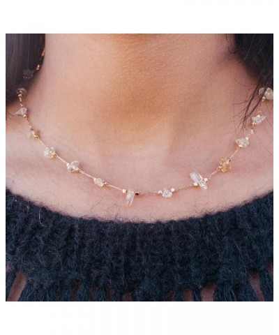 14K Gold Plated Dainty Choker Necklace,Handmade Crystal Beach Beads Necklace Chain Jewelry,Adjustable Gold Chain Delicate Fas...